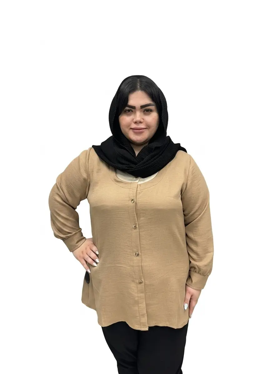 شومیز یقه مردانه گل ریز سایز بزرگ زنانه